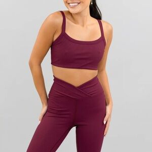 Year of Ours Ribbed Bra & Veronica Legging in Black Cherry